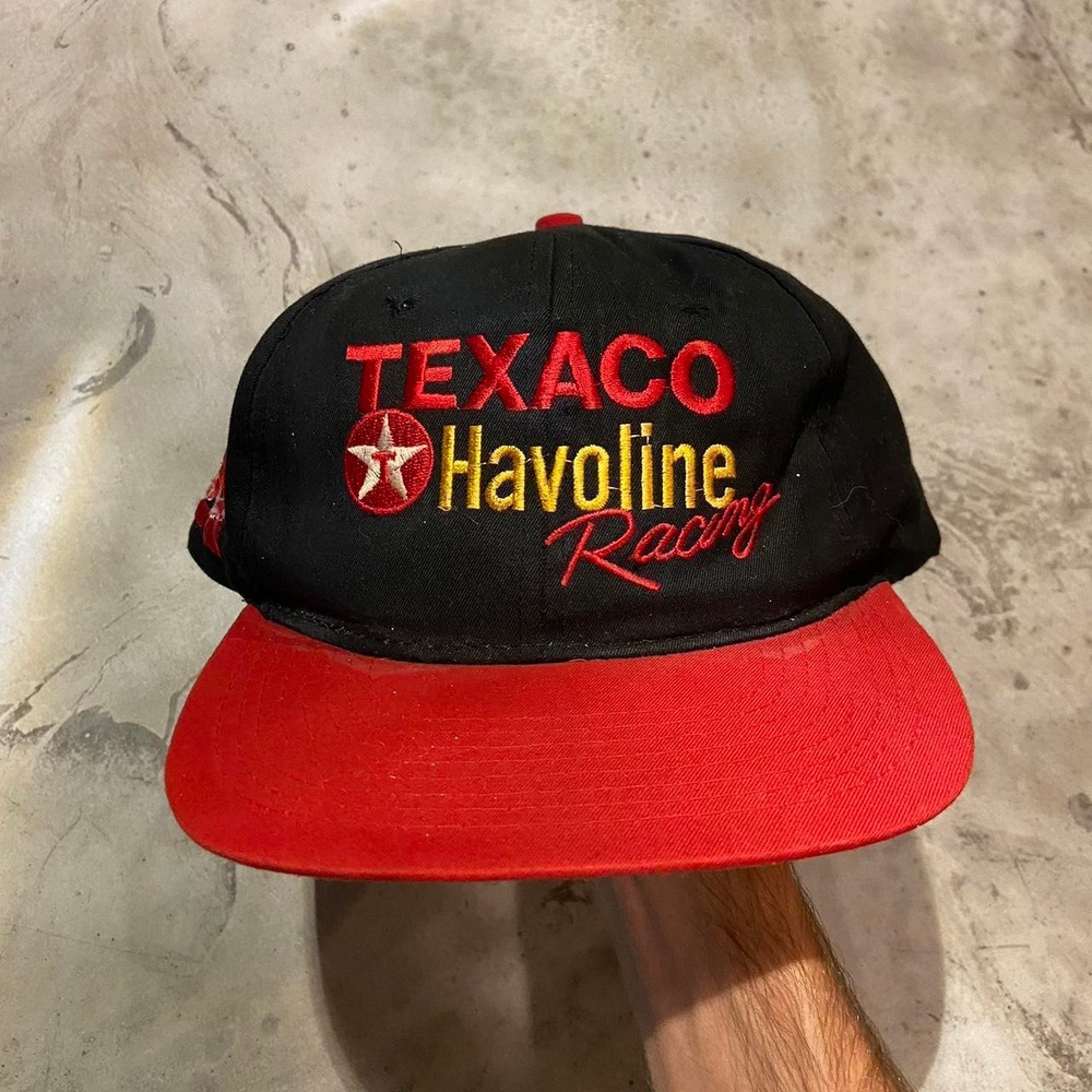 Vintage Texaco Havoline Racing Ernie Irvan 28 NASCAR Snapback Hat Black Red